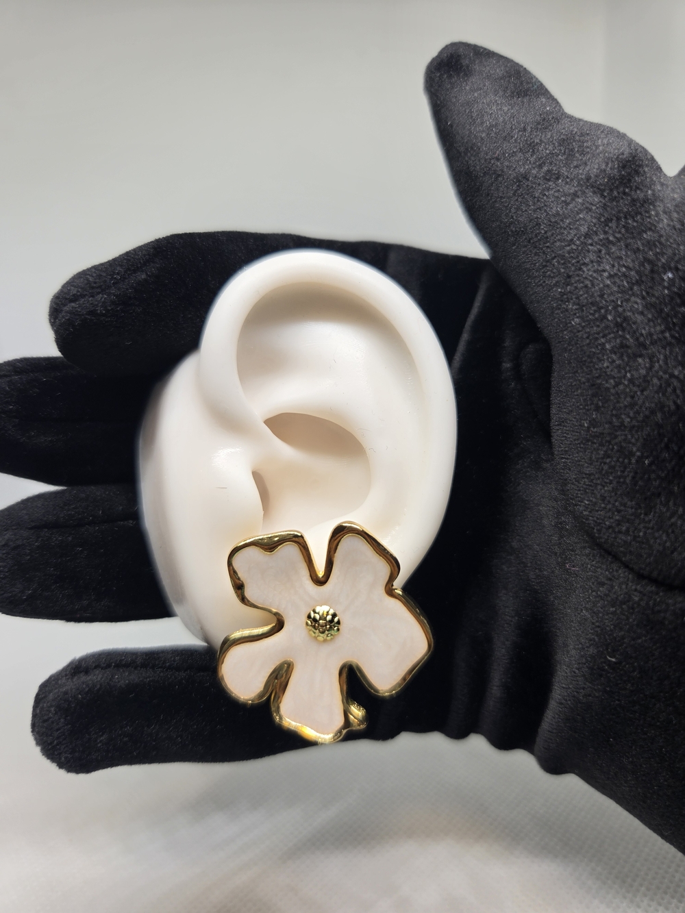 Creamy White Flower Artistic Earrings Stainless Steel